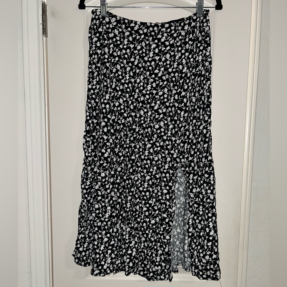 Catherine Malandrino Black and White Floral Maxi Skirt